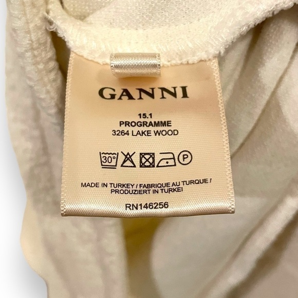 GANNI | White Textured Viscose Mockneck Short Sleeve Dress | Women’s Size XS - Picture 7 of 8